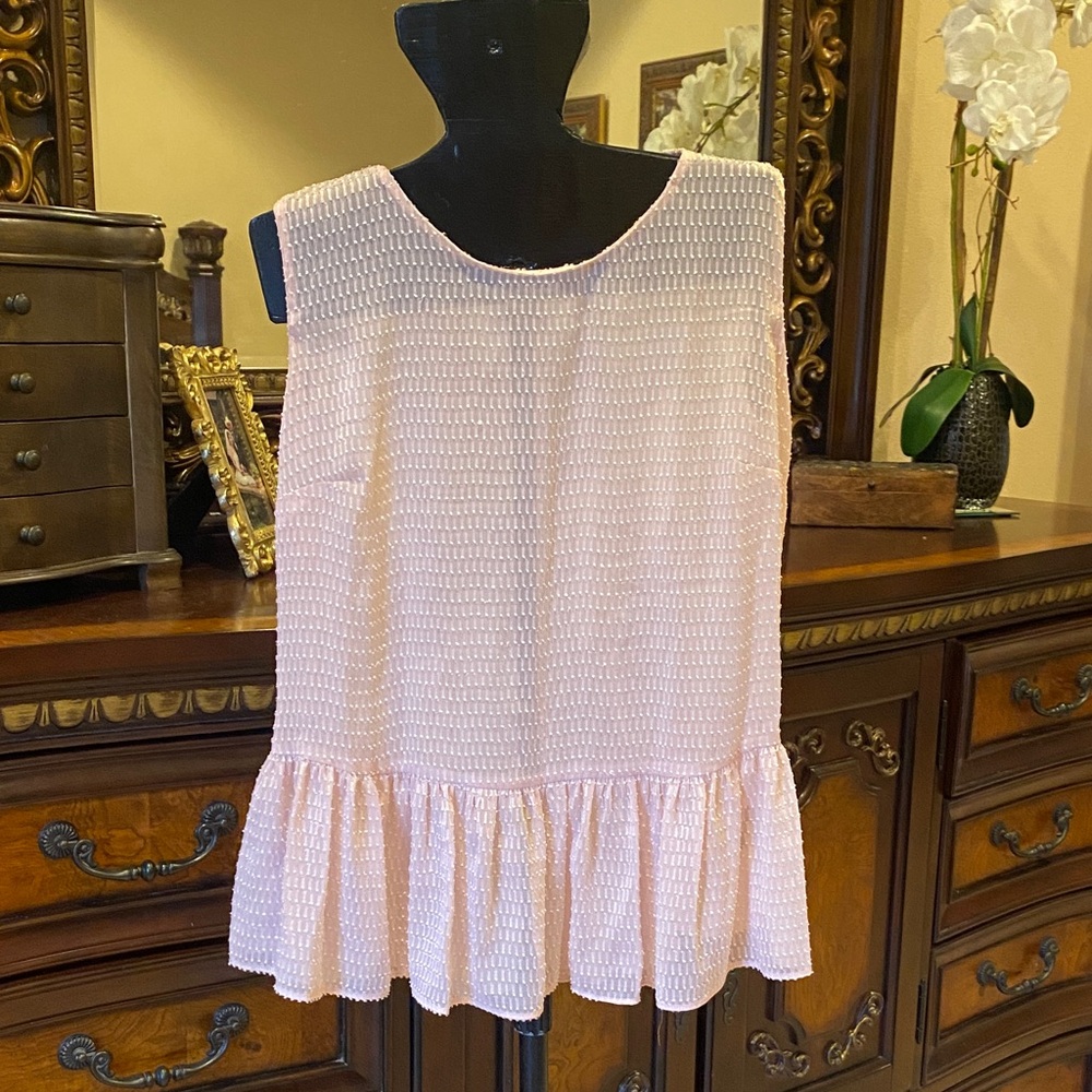 Worthington Blush Sleeveless Blouse with Ruffle Hem
